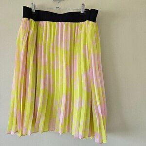 Torrid Skirt Womens US 5X 28 Chiffon Pleated Lined Yellow Pink Floral Flowy Boho